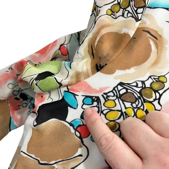 Covington blouse women's L white pink brown floral scoop neck loose fit - Picture 6 of 11